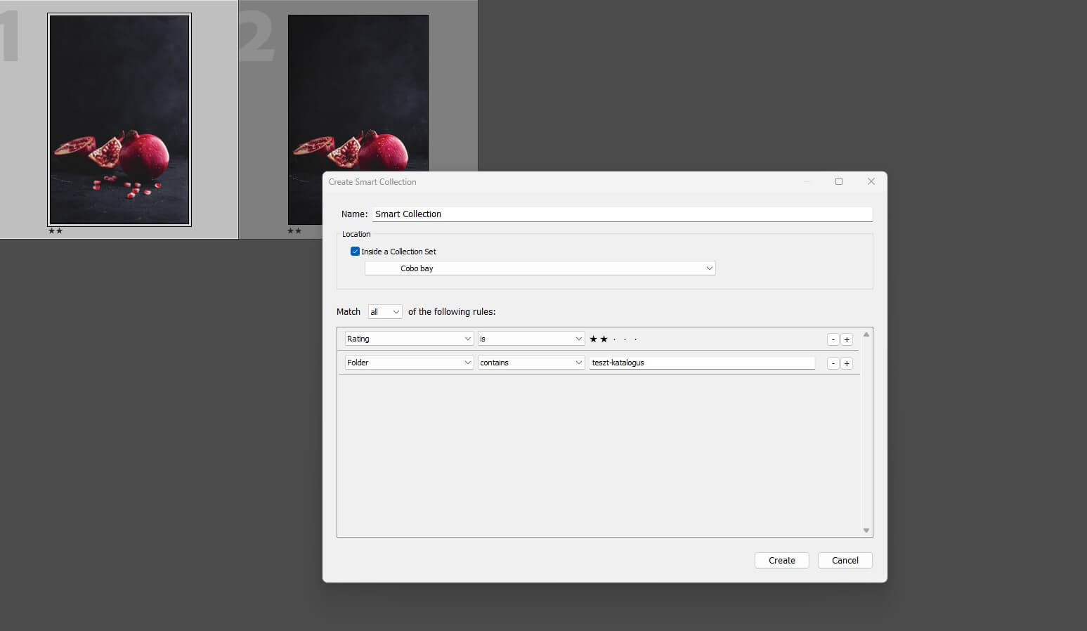 Lightroom okos kollekció megoldás