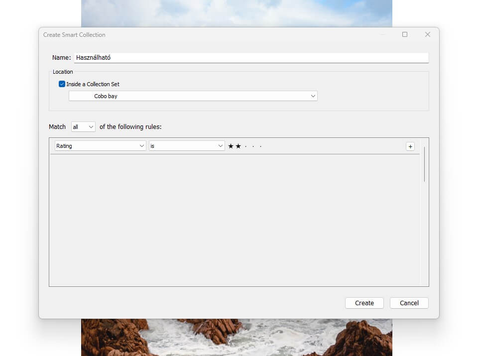 Lightroom okos kollekció